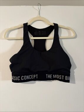 Black Racerback Sports Bra with Branded Elastic